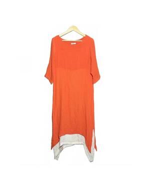 Anself Womens Orange And Cream Layered Tunic Dress Size L Bohemian